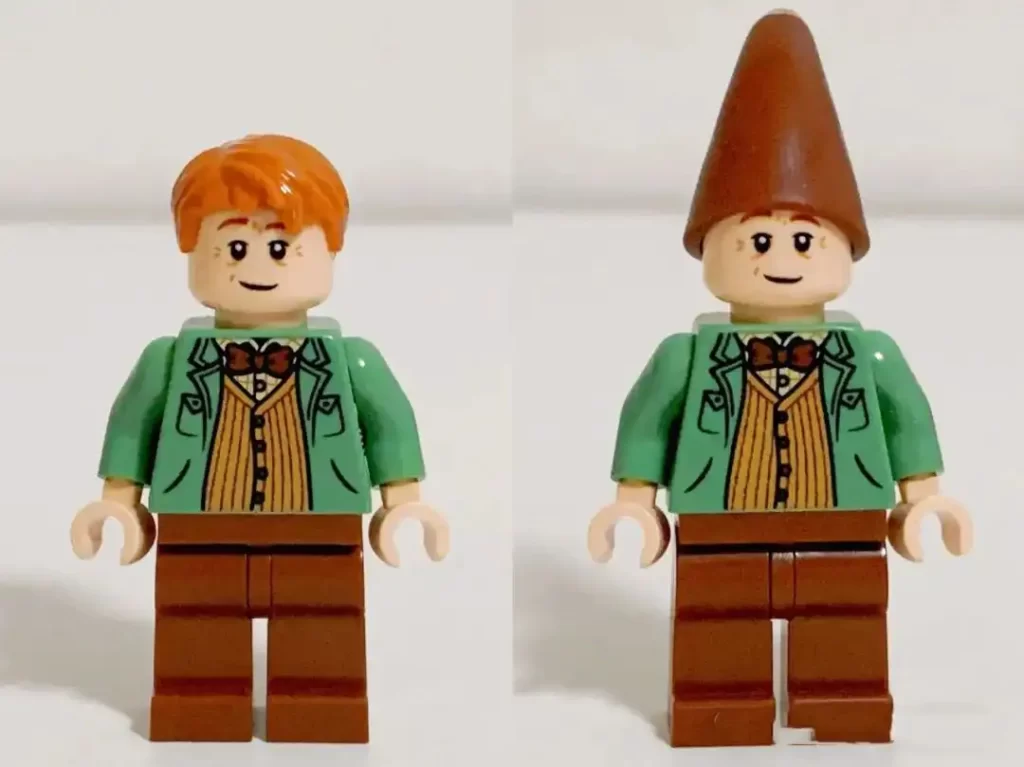 Review - LEGO 76437 - Harry Potter The Burrow - Wooden Duck Minifigures Arthur Weasley comes with two interchangeable options hair and a tall hat.