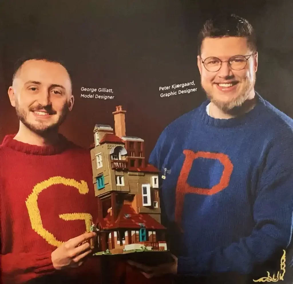 Review LEGO 76437 Harry Potter The Burrow Wooden Duck designer George Gilliatt and graphic designer Peter Kjærgaard 1