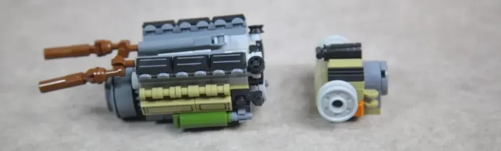 the Internal engine components in The Bag 5 of the Panlos 632022 - SU 100 Tank Building Blocks, photo taked by Xiao Yu Jie