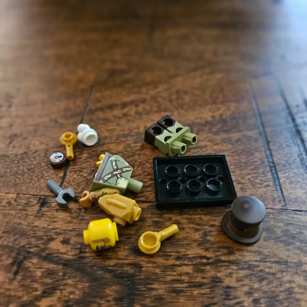 the pieces of Steampunk Inventor of LEGO 71048 Minifigures Series 27 Reviewed by angelofdeathWHV